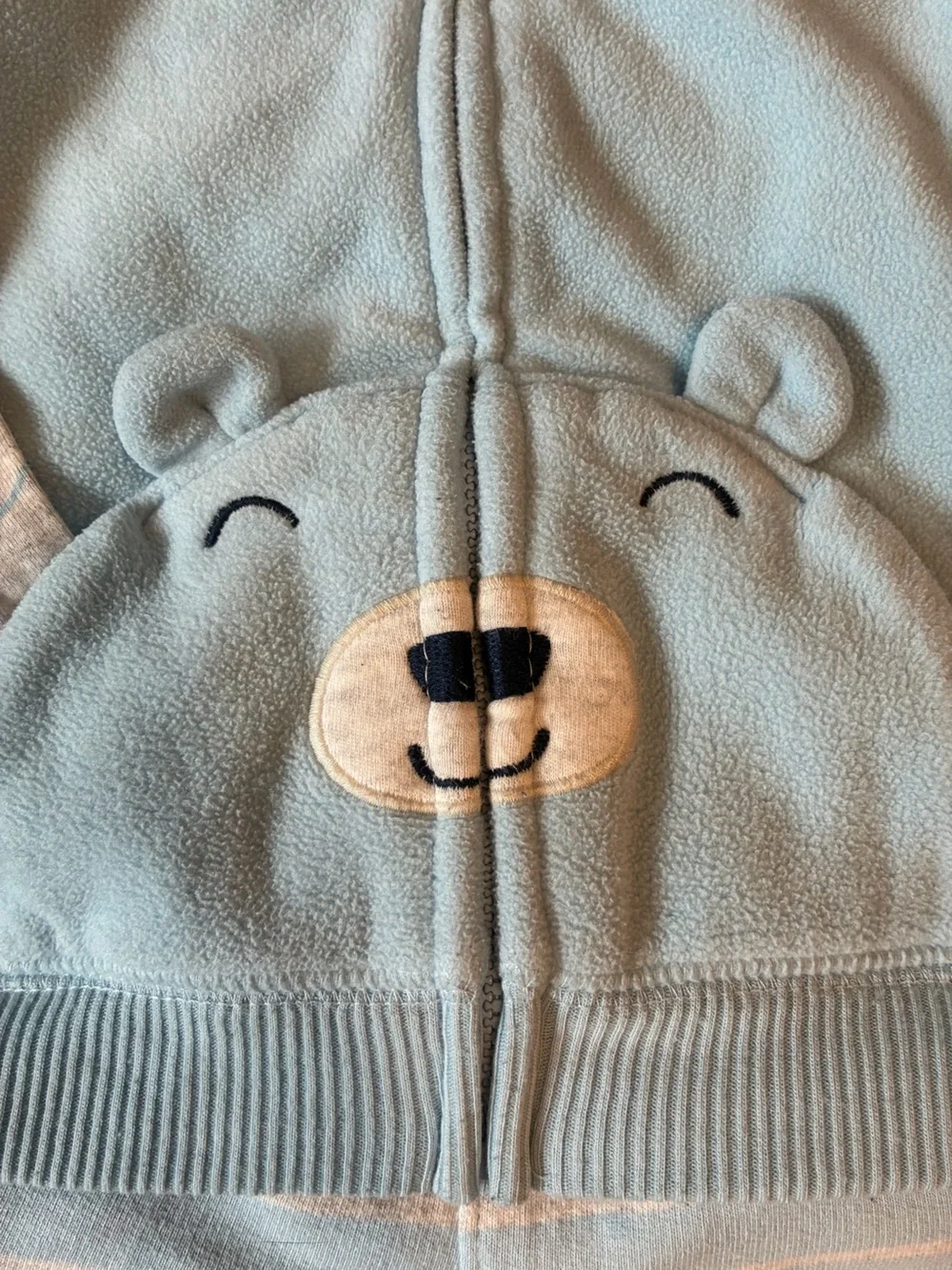 Carter’s 24M 3 Piece Outfit Teddy Bear Pocket Fleece Vest Gray Blue Fall Set